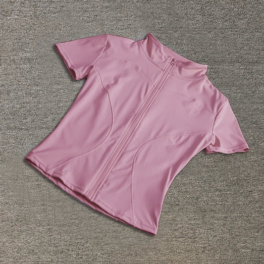Women sport wear Slim Fit Polyester Quick-drying Full Zip/Outdoor Fitness Running Tights Short Sleeves Women's Yoga Wear