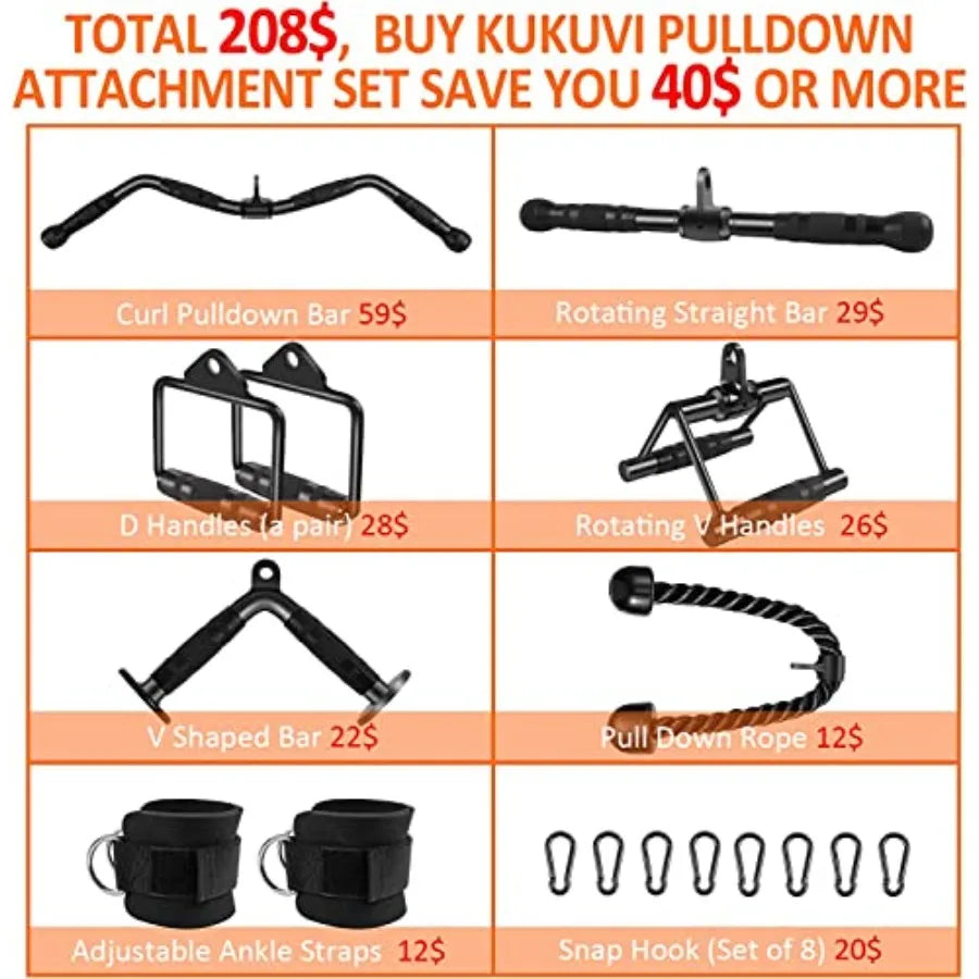 LAT Pulldown Bar Attachments Cable for Home Gym Triceps/Rope Pull Down Equipment Weight and Power Exercise