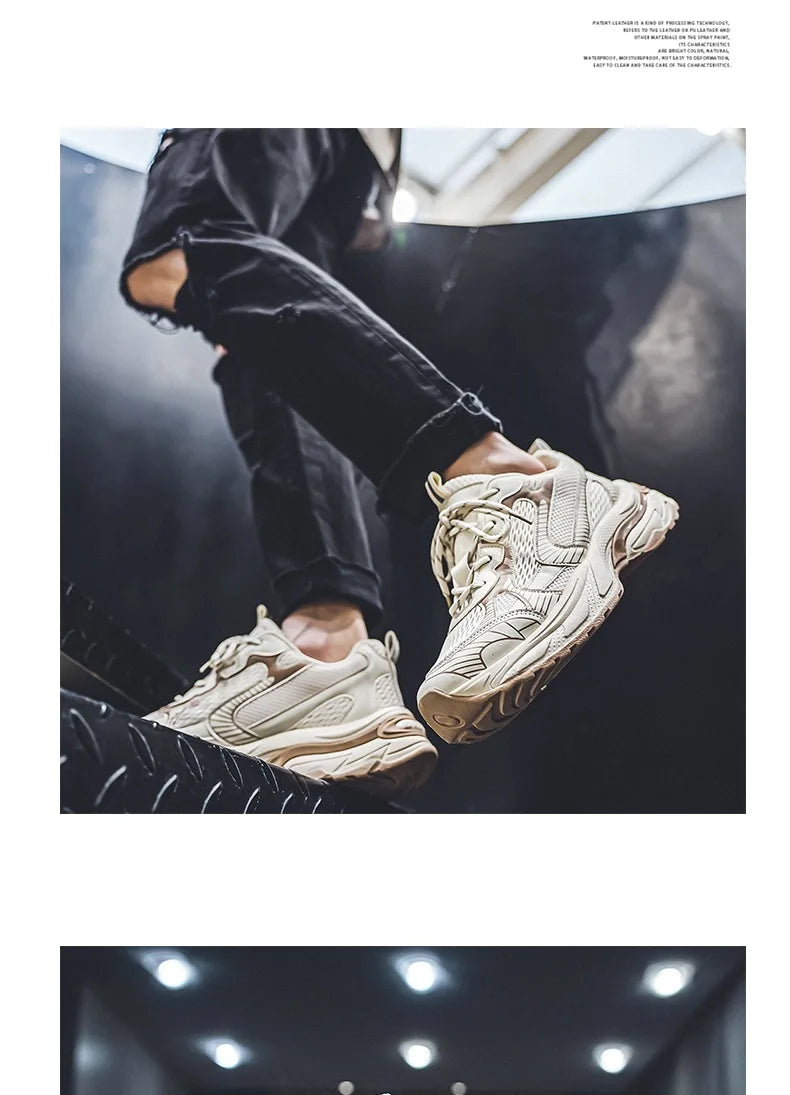 Fashion Retro Men's Shoes Design Sports Running Shoes for Men/Unique Design Sneakers Casual Trendy Thick Soled Shoes
