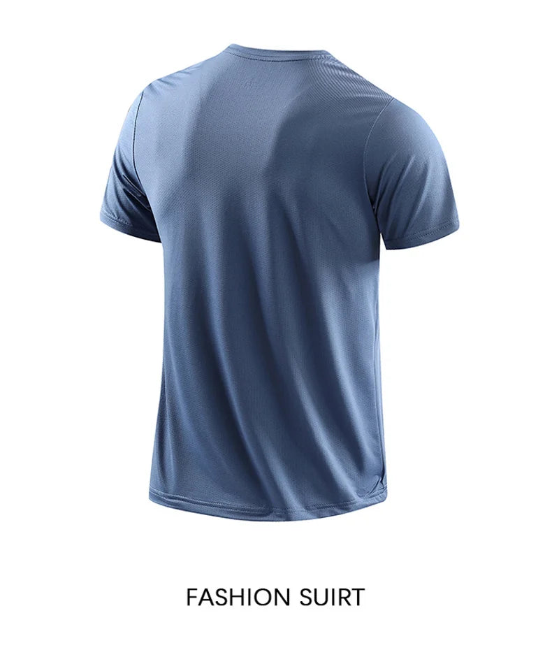 CHRLCK Men's Running Quick Drying T-shirts Breathable Hiking/Fishing Tees Soft Elasticity Outdoor Sports Short Shirt Summer