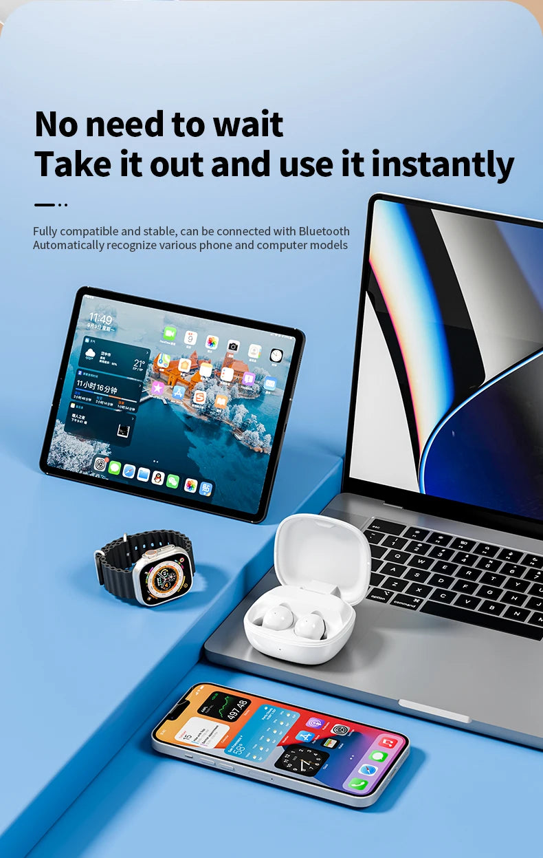 MZYMI S09 Wireless Earphone Bluetooth5.4 Active Noise Cancelling/ Touch Control Headphone Support TF Card In Ear Earbud With Mic