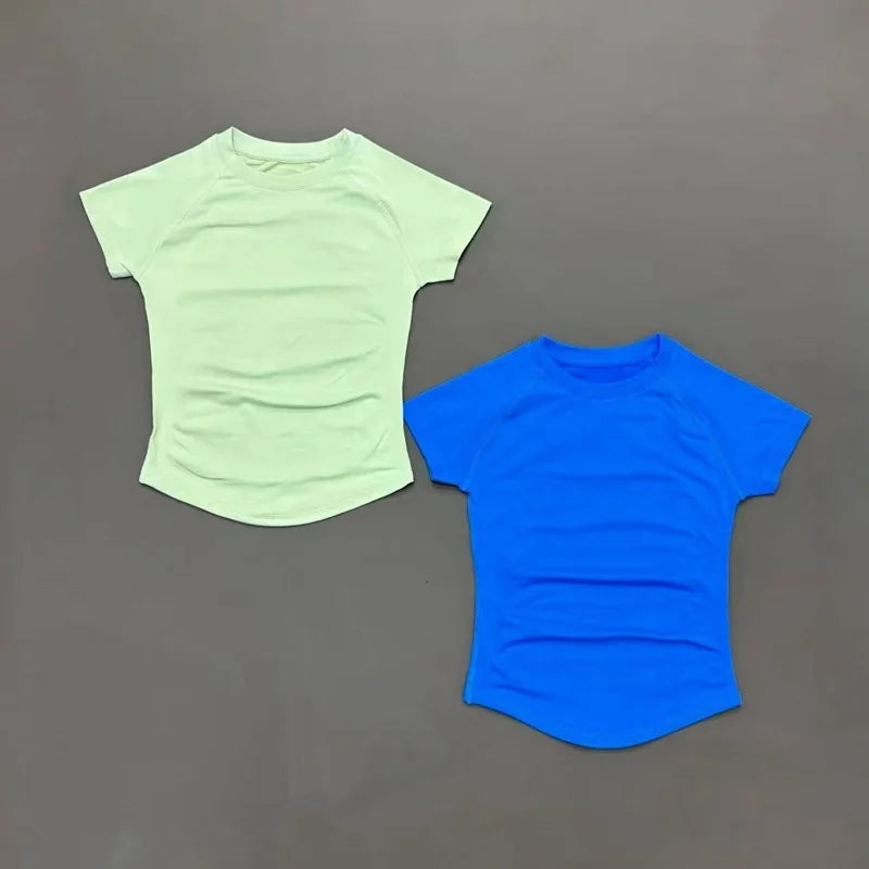Women Sports T-Shirt Round Neck Short Sleeve Breathable Stretchy Tops/Gym Fitness Yoga Running Workout Casual Athletic Shirts