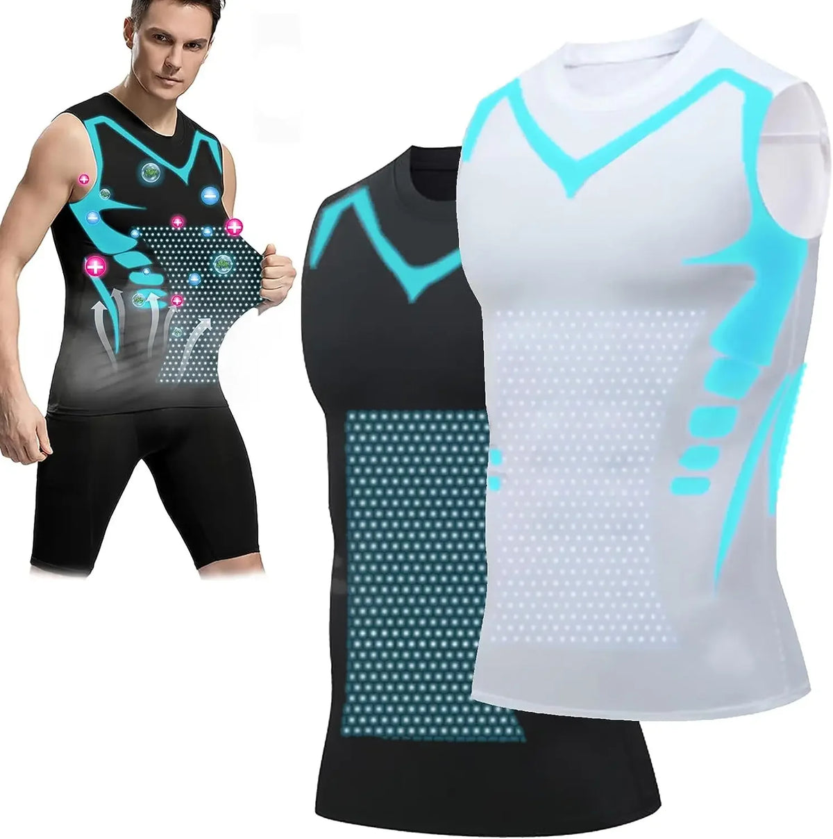 New Fashion Trends Summer Men Shapewear Ionic Shaping Vest Sleeveless Shirt Tight Compression Shirts Tank Top Breathable Ice Silk Vest