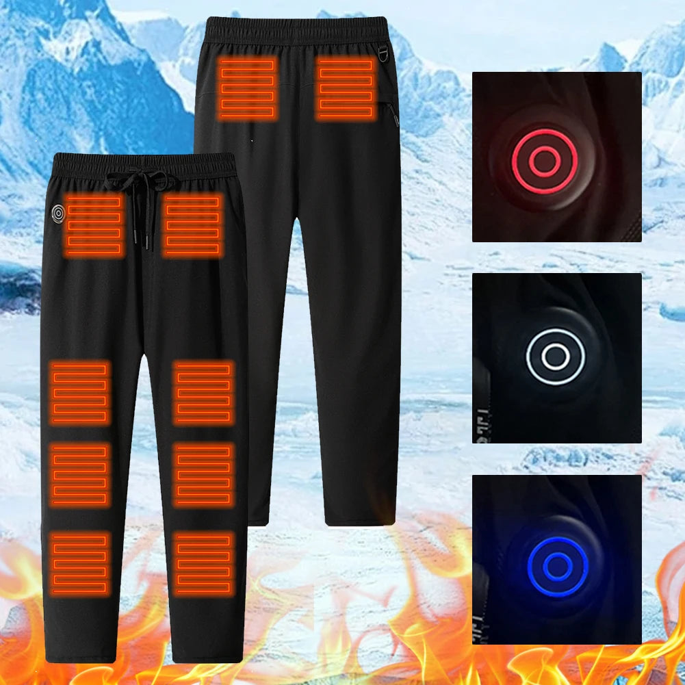 Winter Heated Pants Men Heating Trouser 10 Heating Zone/Electric Thermal Pants Hunting Fishing Hiking Pants L-6XL