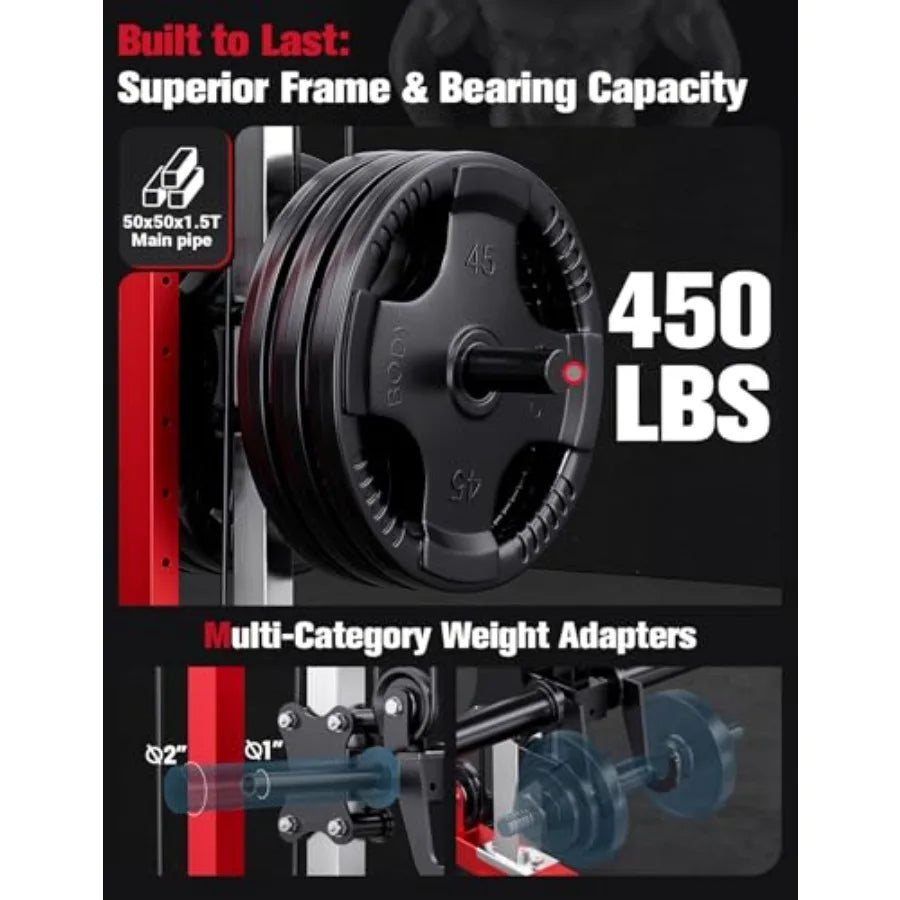 Home gym rowing cable machine LAT pulldown station steel frame/black 2-in-1 adjustable foldable design with 6 attachments