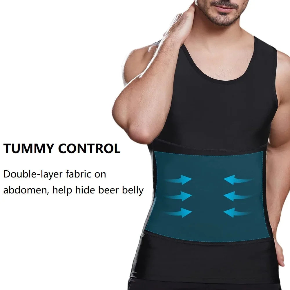 Men's Compression Shirts Tank Tops Undershirts Men's Slimming/Body Shaper Vest Sleeveless Abdomen Slim Vest Fitness Workout