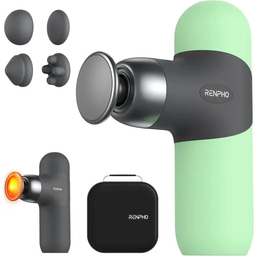 Mini Thermal Massage Gun with Heat for Targeted Muscle Relief/Portable Deep Tissue Percussion Massager with Adjustable Intensity