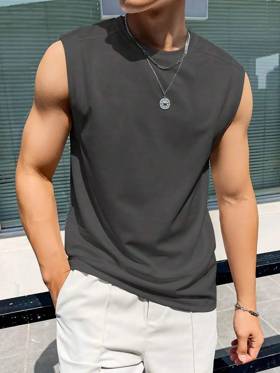 Men Solid Sleeveless Tank Top/Casual Basic Top