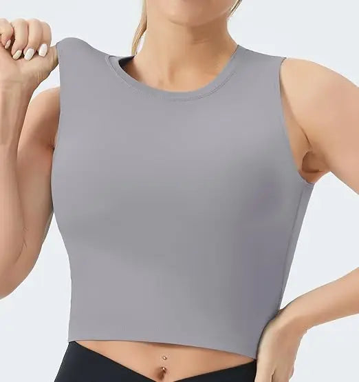 THE GYM PEOPLE Women's Sleeveless Sports Bra with Removable Pads/Medium Support Crop Top in 4-Way Stretch Fabric Perfect for Workout