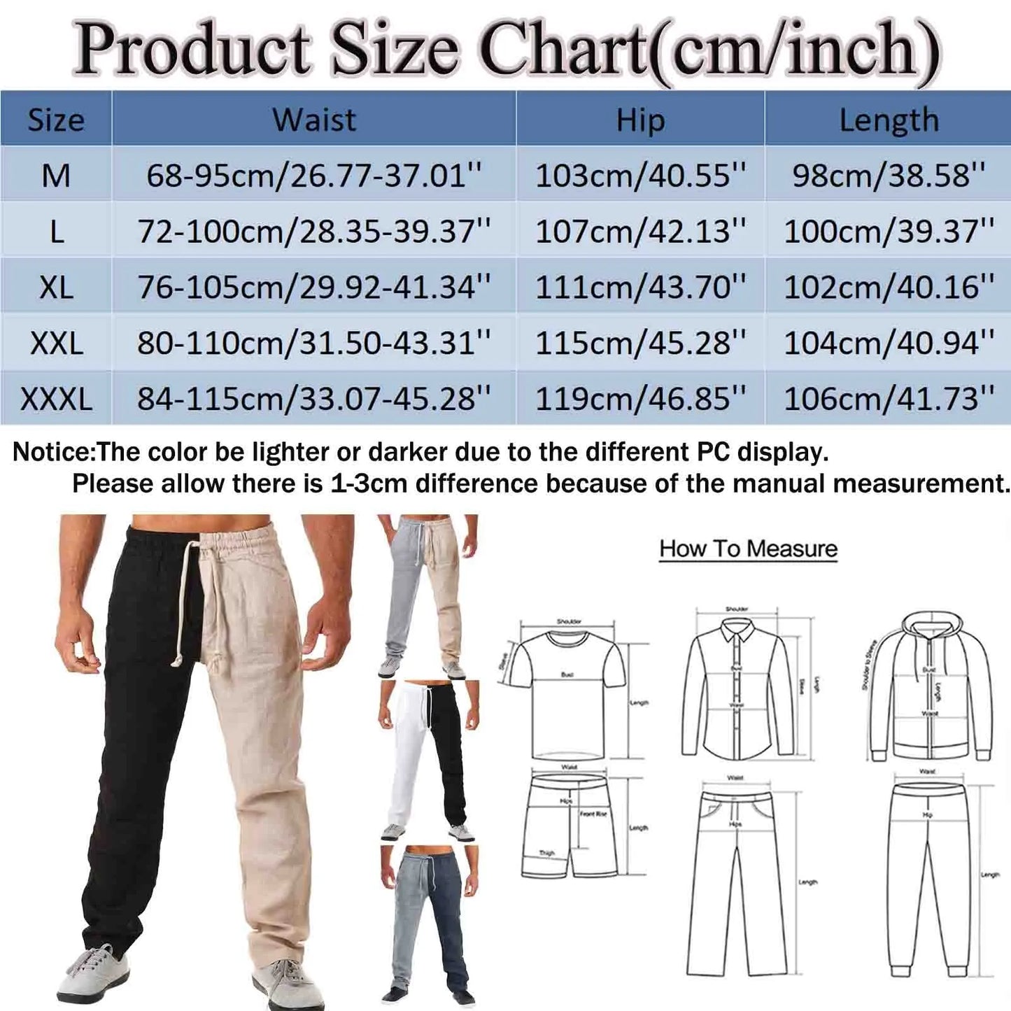 Men Spring And Summer Pant Casual All Match/Color Matching Cotton Linen Loose Trouser