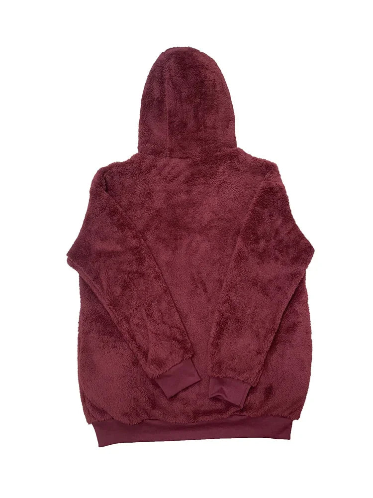 Winter Warm Women Jackets Plush Casual Loose Fleece Plaid Y2K Hooded/Zipper Fashion Cashmere Warm Solid Color Oversize Coat