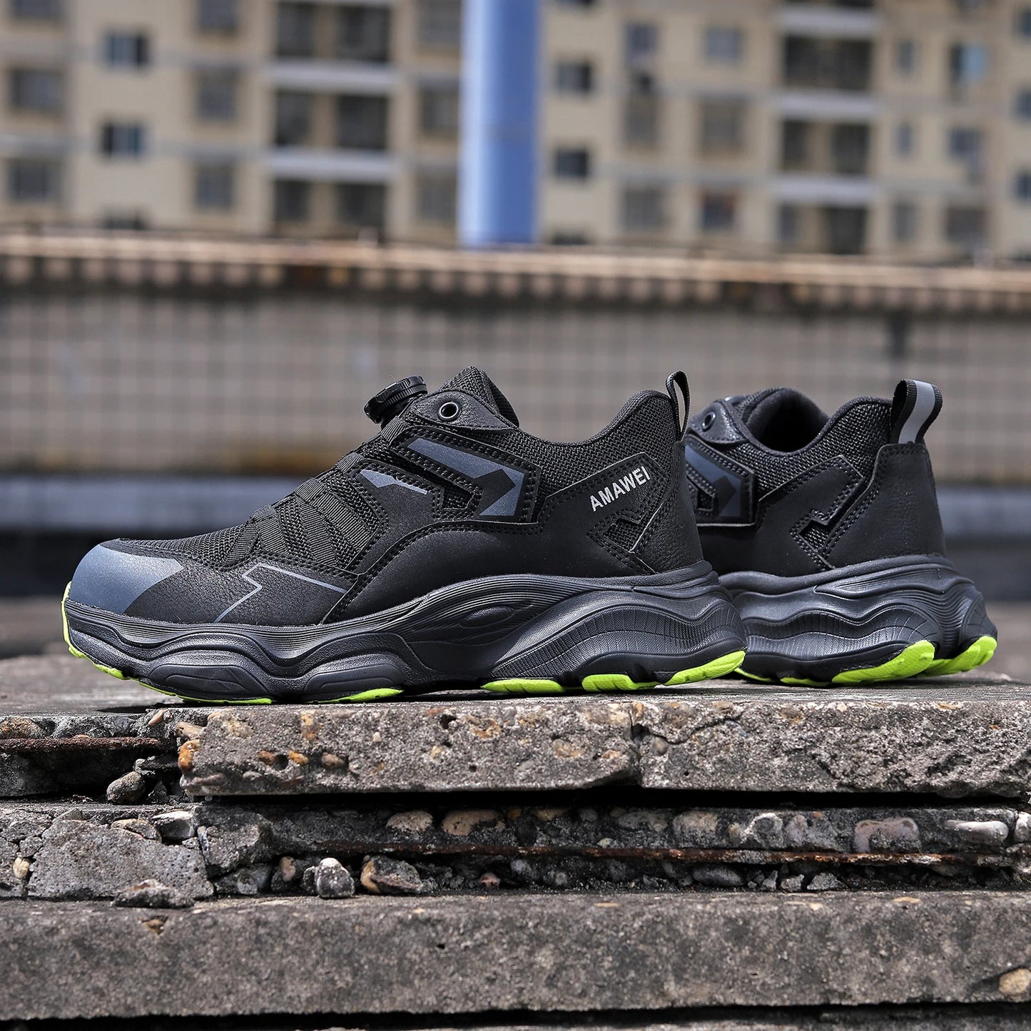 Rotating Button Steel Toe Safety Shoes for Men Lightweight/Work Sneakers Puncture Proof Work Shoes Construction Safety