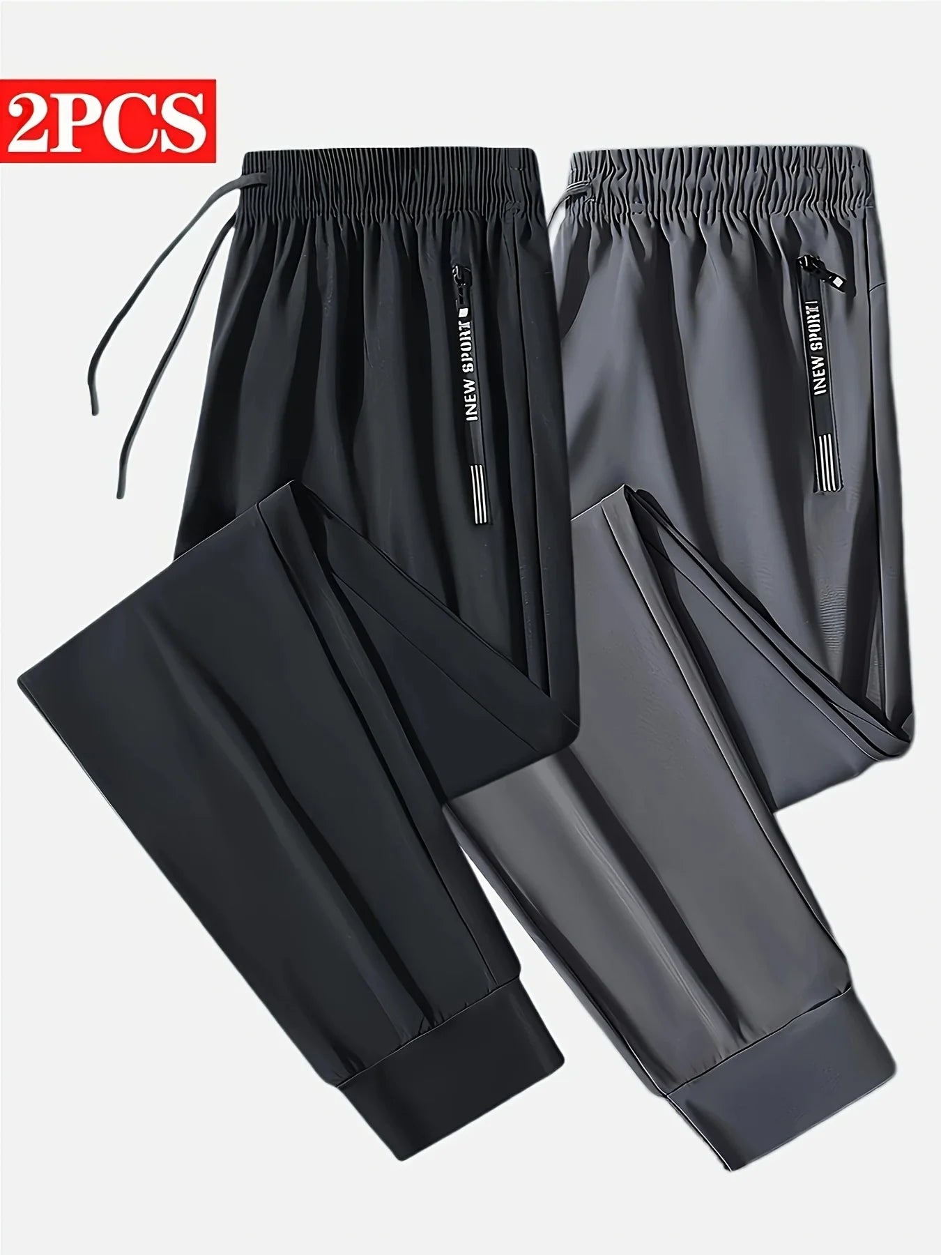2-Pack Men's Sports Trousers High Stretch Men's Jogging Pants/Quick-Drying Sweatpants Baggy Man Fishing Gym Sportswear Pants