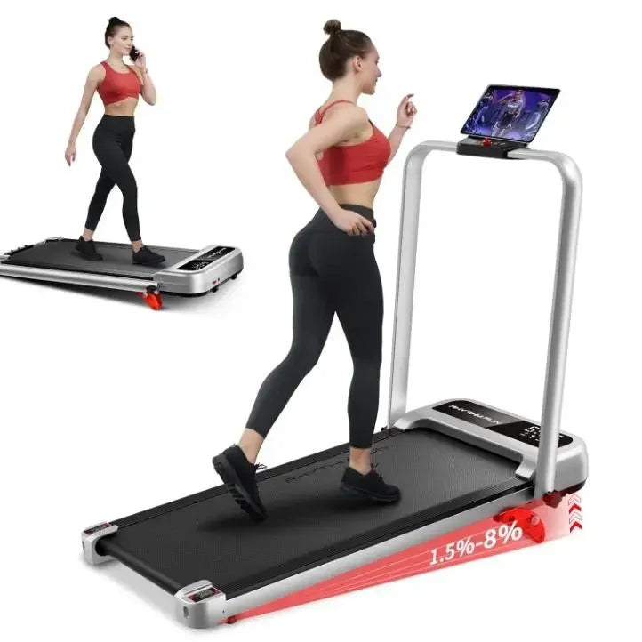 RHYTHM FUN 8° Incline Foldable Treadmill Under Desk Walking Pad/for Office Home Gym 300 Lbs Portable Exercise Equipment