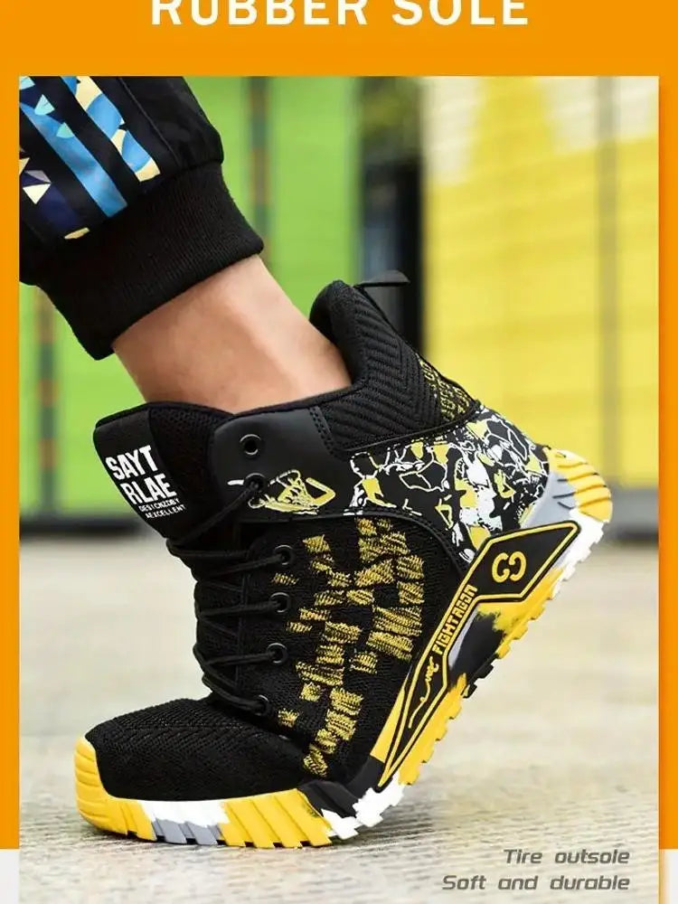 Wear Resistant Durable Steel Toe Work Shoes for Men Impact Resistant/Steel Toe Cap Lightweight Comfortable Industrial Safety Sneakers