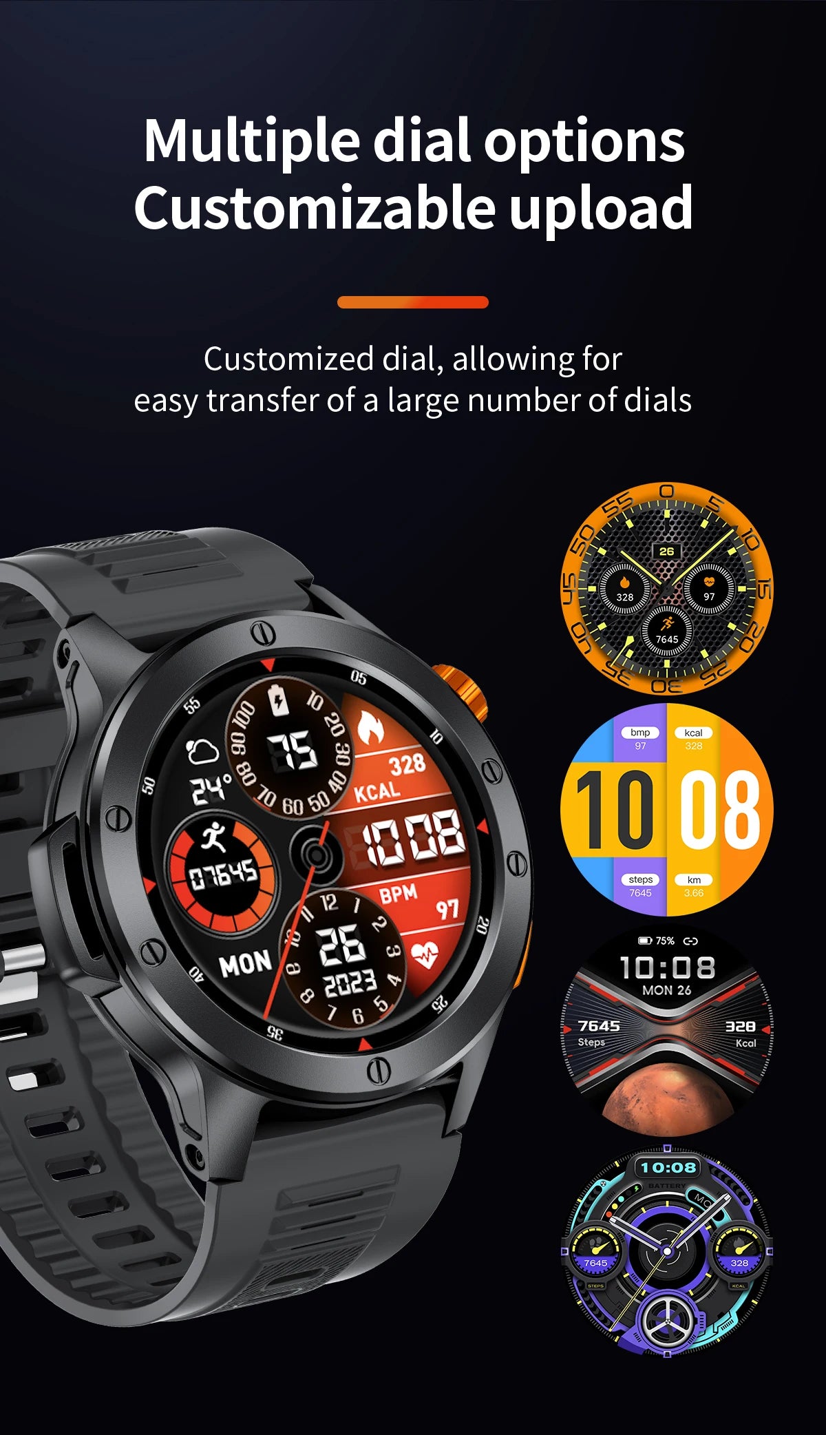 LIGE Sports Smart Watch Men LED Flashlight IP68 Waterproof/Bluetooth Call Health Watches Voice Assistant Military Smartwatch Men