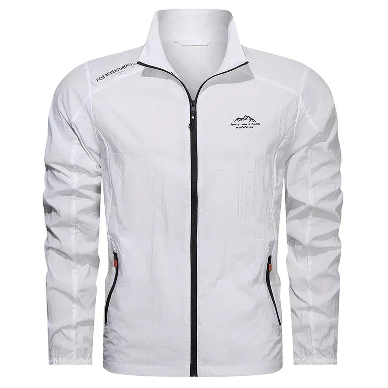 UPF100+ Men Summer Windbreaker Zip Pockets Uv Sun Protection Jackets/Breathable Ultra-light Clothes Outdoor Skin Thin Coats