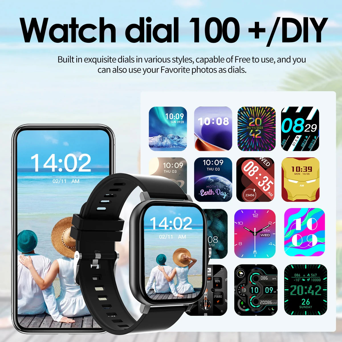 Smart Watch Bluetooth Call Smartwatch Touch Dial for Android/Music Fitness Tracker Sports Watches