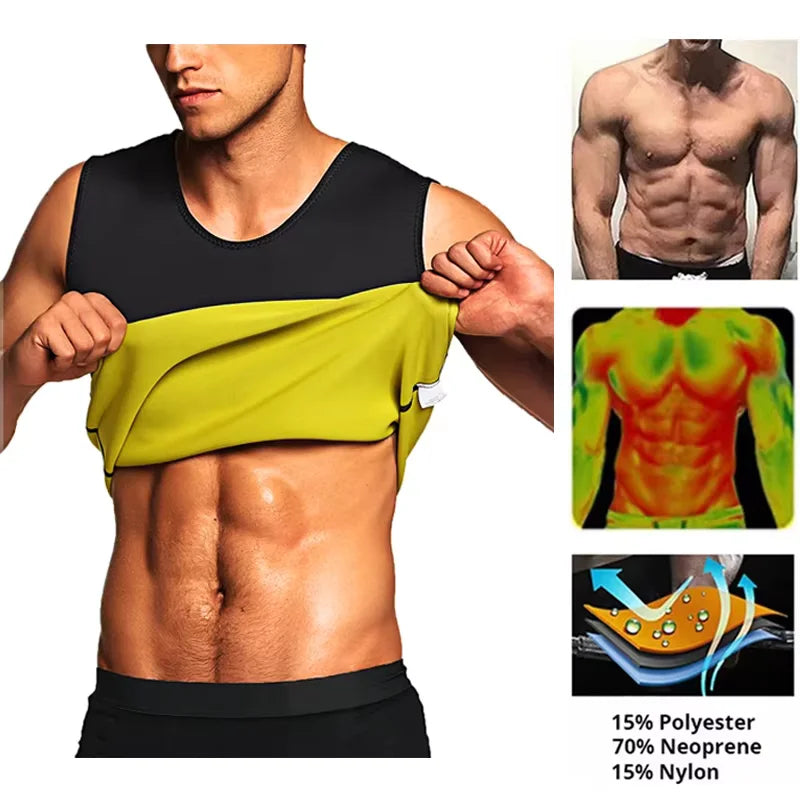Men Training T-shirts Sauna Effect Sports Vest Exercise Tops/Fitness Clothes Slimming Weight Loss Sportswear Workout Activewear