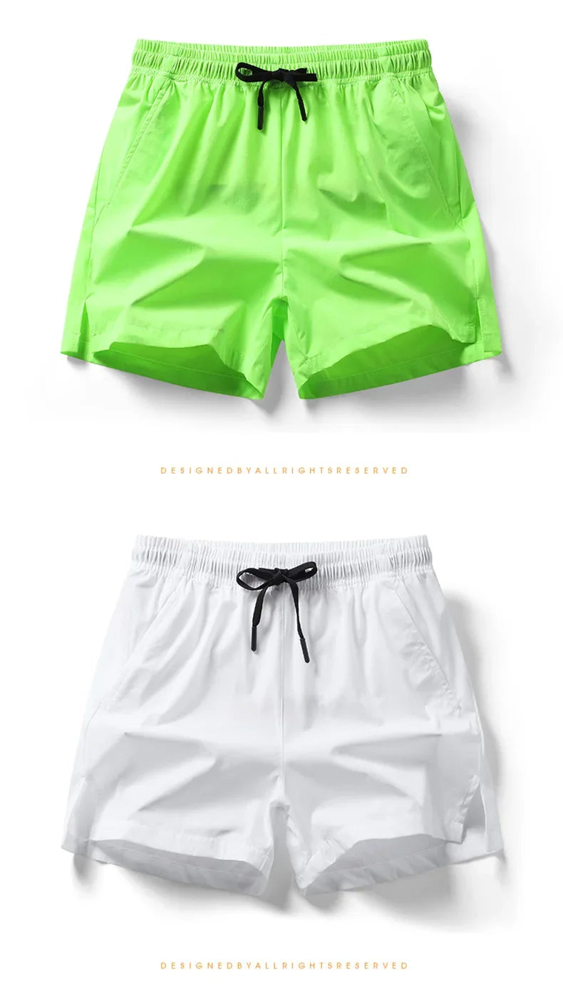 Men New Summer Beach New Models Solid Color Fashion/Leisure Comfortable Elastic Waist Double Pockets Cool Sports Shorts