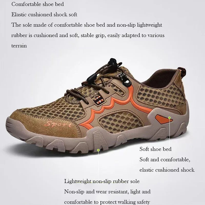 Oulylan Summer Breathable Men Hiking Shoes Mesh Outdoor Men/Climbing Shoes Men Sport Shoes Quick-dry Water Shoes