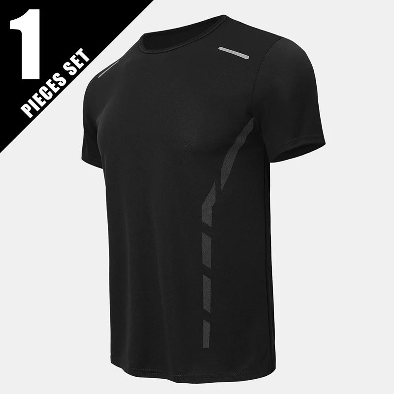 4/1 Pcs Men's Summer Multicolor Quick-drying Sports Short Sleeve/Loose Breathable Fitness Running Badminton T Reflective Strip