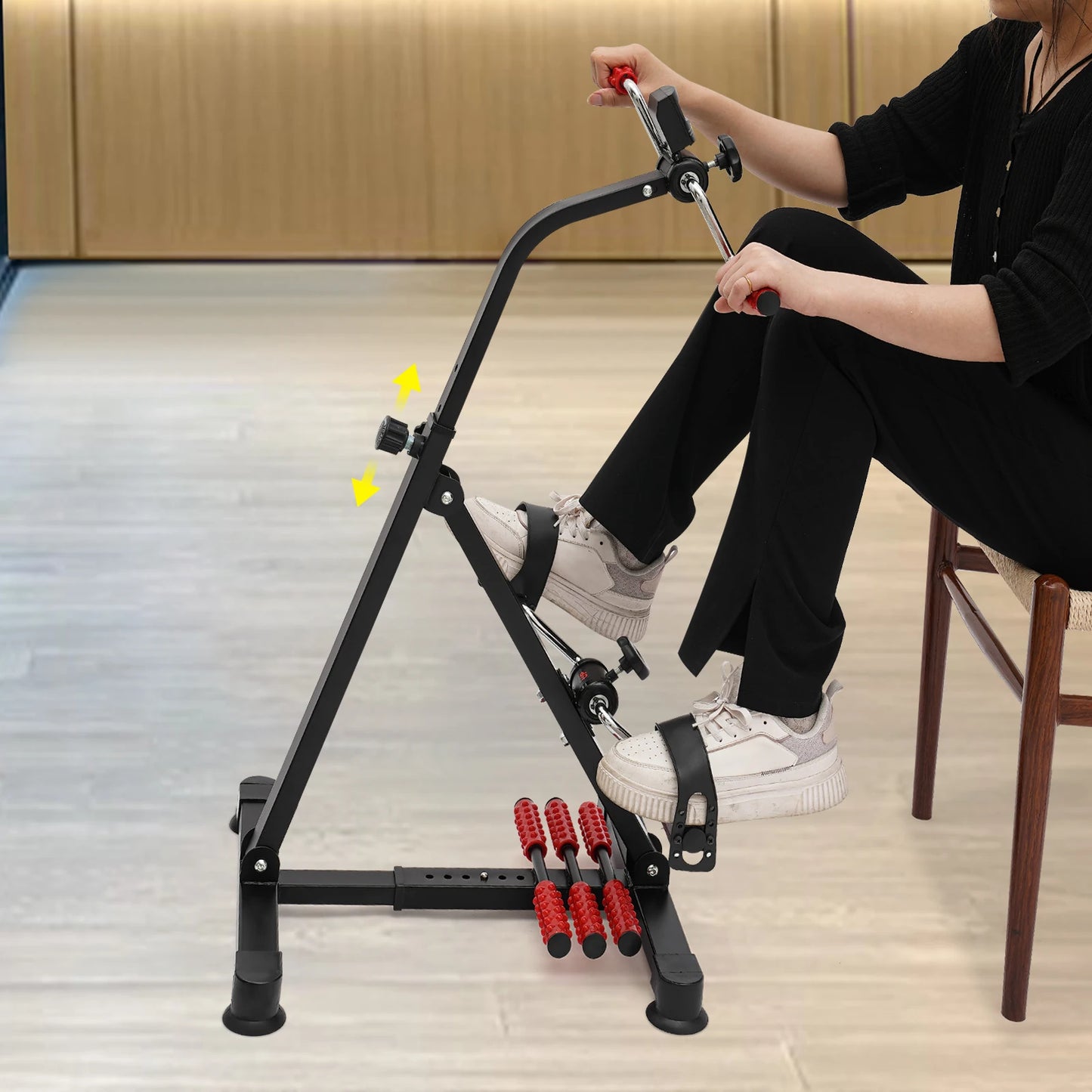 ABS Pedal Exerciser Bike Black Manual Fitness Bike/Adjustable Height 36*38*93cm for Sports Enthusiasts