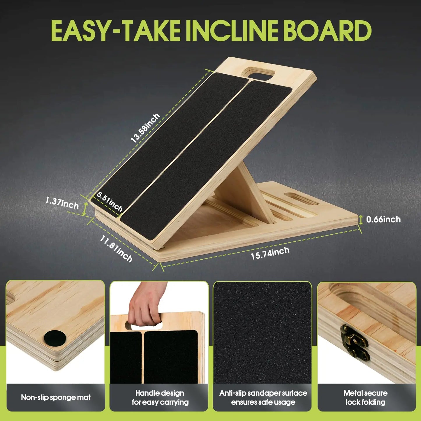 2 in 1 Wooden Balance Board & Calf Stretcher Slant Board/Adjustable Incline Ankle Stretch Board, Anti-Slip Wobble Board Foot Stretch