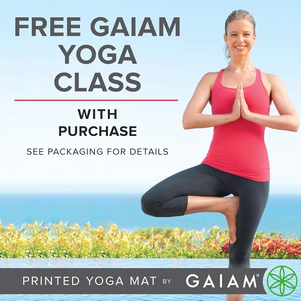Gaiam Yoga Mat - Premium 6mm Print Extra Thick Non Slip Exercise/Fitness Mat for All Types of Yoga, Pilates & Floor Workouts