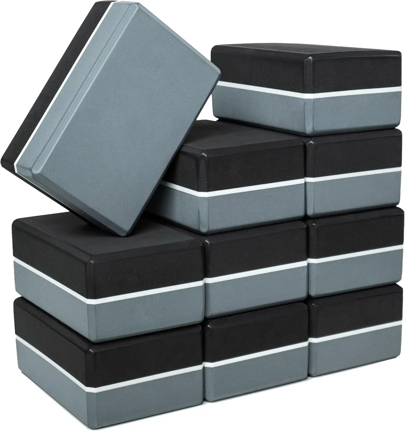4" Striped Yoga Block 10 Pack Bulk EVA Foam Yoga Blocks/Firm and Supportive Yoga Brick, Balance Foam for Stretching Pilates