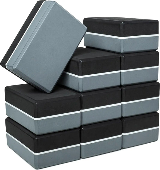 4" Striped Yoga Block 10 Pack Bulk EVA Foam Yoga Blocks/Firm and Supportive Yoga Brick, Balance Foam for Stretching Pilates