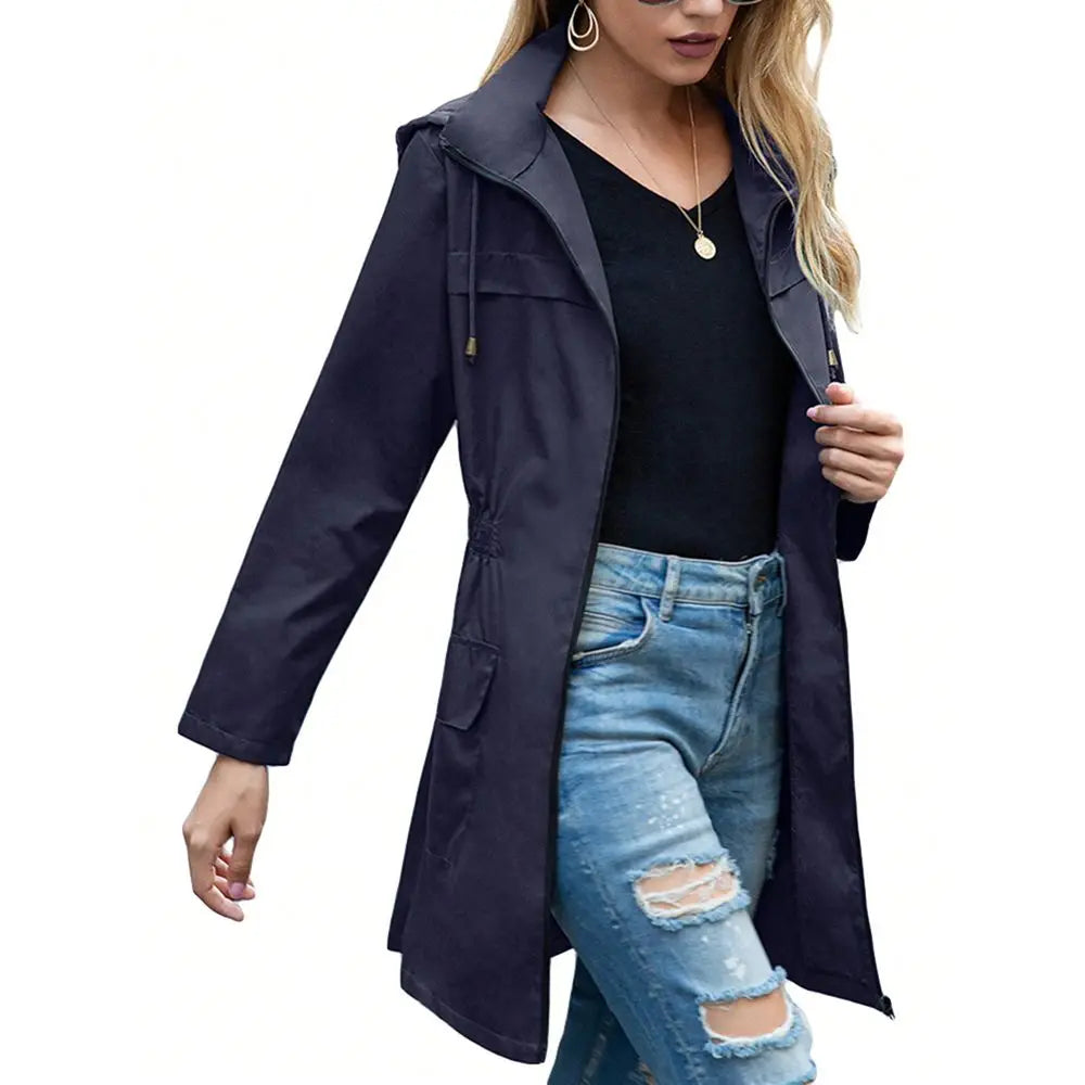 Light Rain Jacket Waterproof Active Outdoor Trench Raincoat/With Hood Ladies Lightweight Windproof Windbreaker