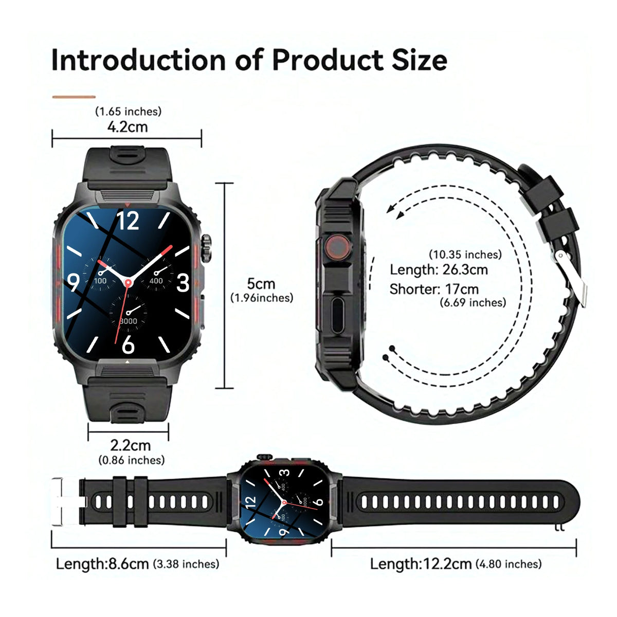 New Full-Touchscreen HD Sports Smartwatch with Call/Message Alerts  Watch Faces Multiple Sports Modes Music Playback