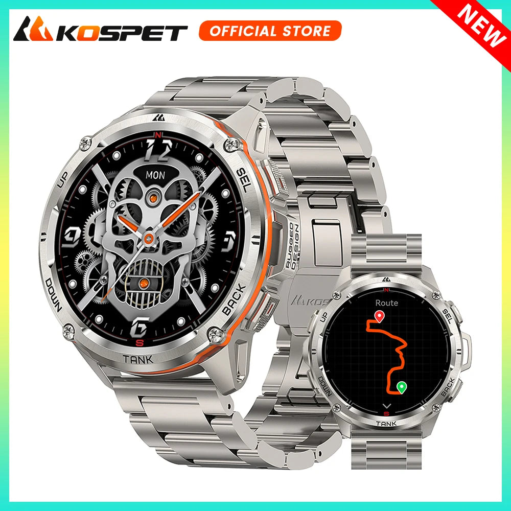 KOSPET TANK T3 Ultra GPS Smart Watch For Men Altimeter Compass/Barometric 470mAh 60 Days Battery Bluetooth Call IP69K Waterproof