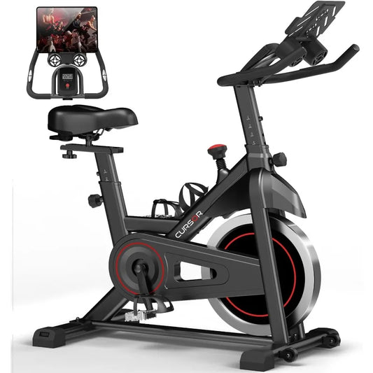 CURSOR FITNESS Exercise Bike, Stationary Bikes for Home/Indoor Cycling Spin Bike Workout Bike with Extra Comfort Seat