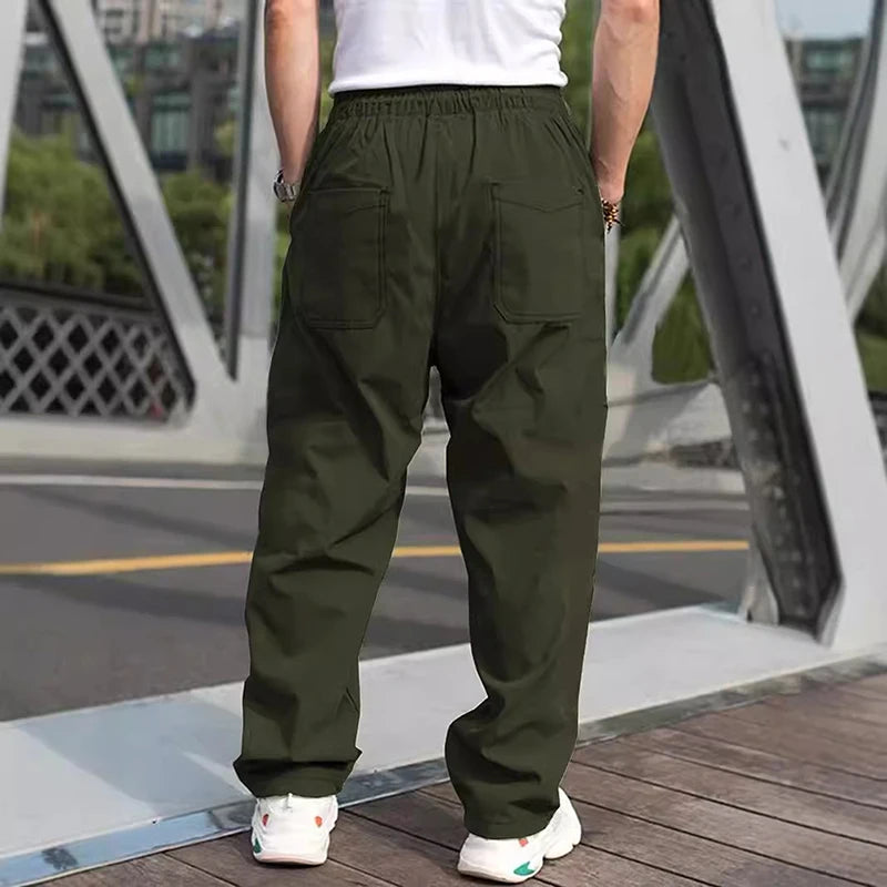Men s Relaxed Fit Cargo Pants with Adjustable Drawstring Waistband/and Multiple Pockets for Everyday Wear
