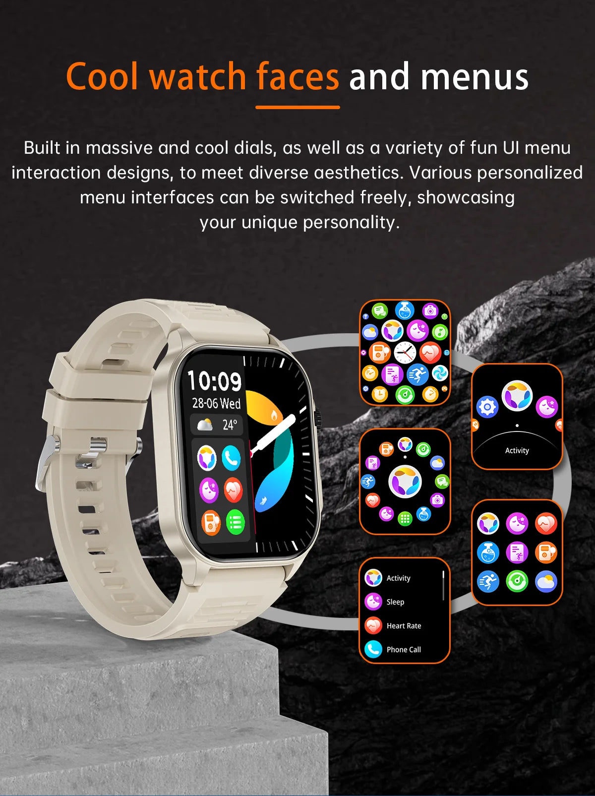 LIGE New Smart Watch LED Flashlight Military Sport Watches/2.01'' Screen Health Monitor Bluetooth Call Waterproof Smartwatch Men