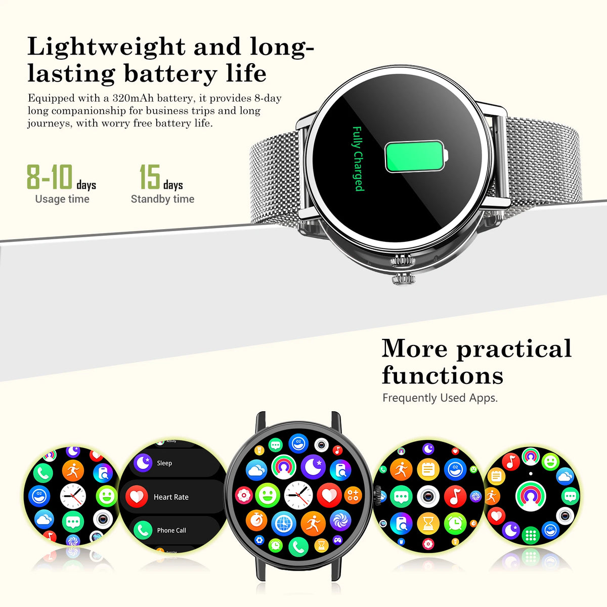 Blackview X30 Women's Smartwatch with Health Monitor Fitness Tracker/1.26” AMOLED Screen Bluetooth Smartwatch for Android IOS