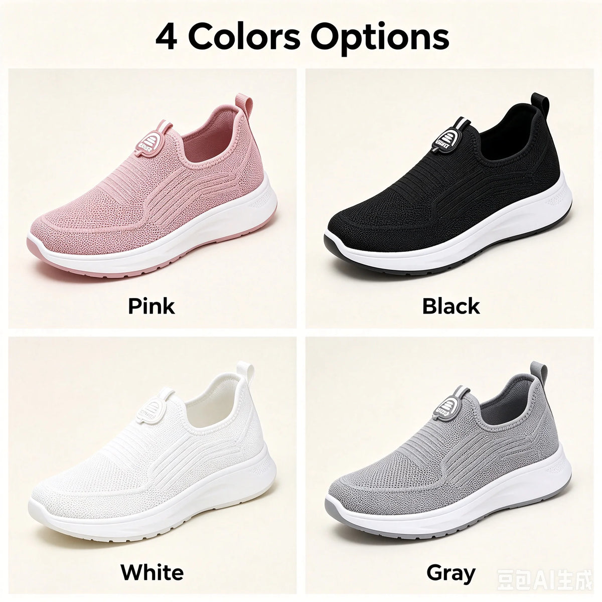 New Women Slip On Walking Sneakers Breathable Flying Knit Mesh/Casual Loafers Lightweight Cushion Platform Non Slip Sneakers