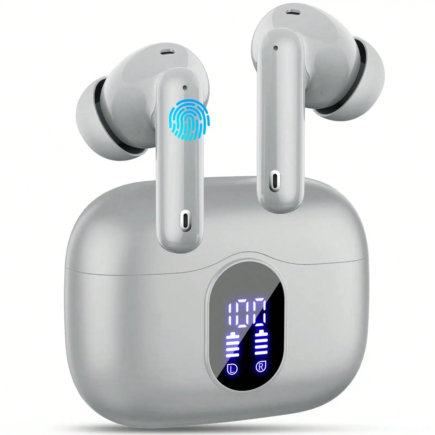 Ordtop Wireless Earbuds Bluetooth Headphones 48H Playtime Ear Buds/With LED Power Display, IPX7 Waterproof Bluetooth 5.4 Earphones