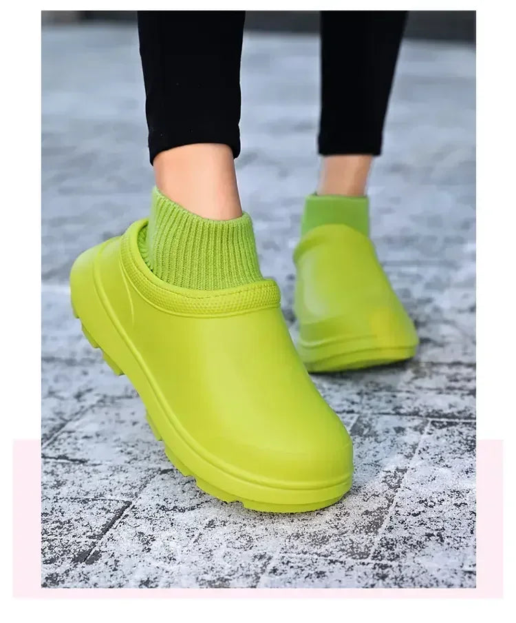 Winter Warm Kitchen Non-slip Waterproof Restaurant Working Shoes/Eva Chef Cotton Slippers Size 36-47