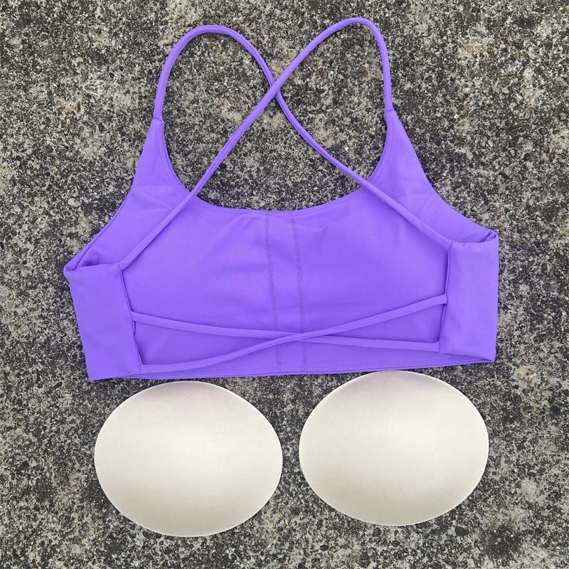 Women Sports Bra Sexy Cross Straps Back Fitness Bralette High Impact/Gym Yoga Workout Crop Top Vest Push Up Running Underwear