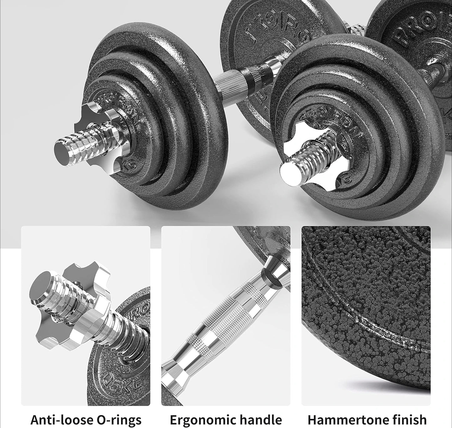 Cast Iron Adjustable Dumbbell Set Hand Weight 44Lbs,Solid Dumbbell Handles/Changed into Barbell Handily Gym Exercise Equipment