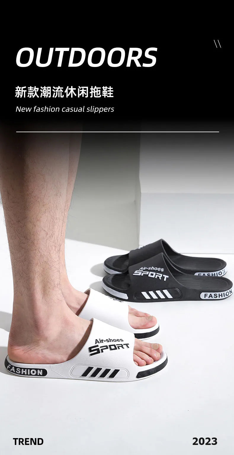 Fashion Men's Slippers PVC Soft Sole Non-slip Slides Casual/Outdoor Flip Flops Home Slippers New