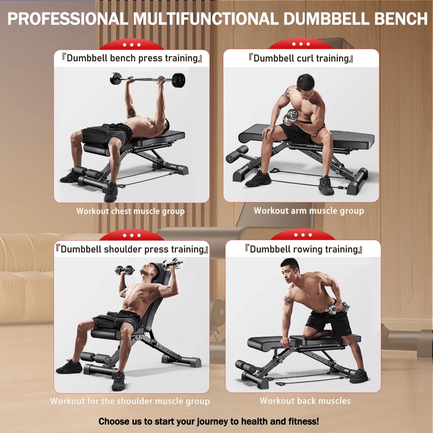 Adjustable Weight Bench for Full Body Workout Multifunctional/Strength Training Dumbbell Bench Press Foldable 1000 lbs Capacity