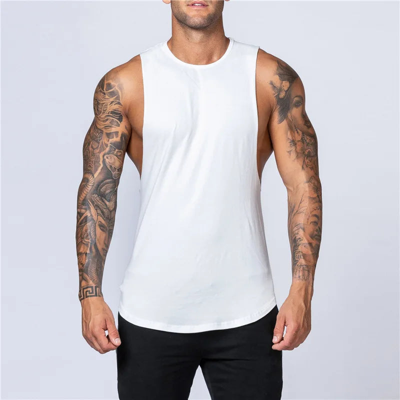 Men's Gym Clothing Summer Fitness Cotton Tank Top Men Jogging/Bodybuilding Sleeveless Shirt Breathable O-Neck Casual Muscle Vest