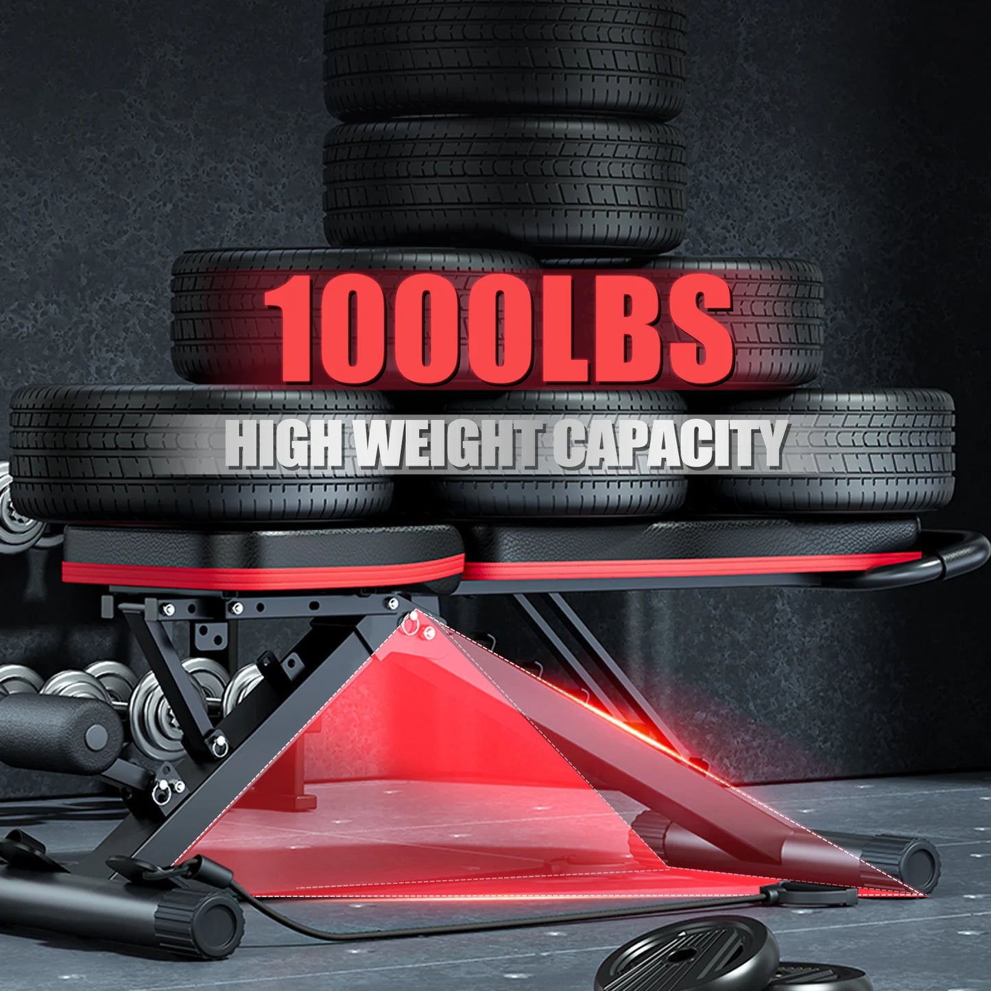 14-in-1 Foldable Dumbbell Bench Weight Pre-Assembled/ Multi-Functional 1000 lbs 6 Adjustable Levels for Full Body Workout
