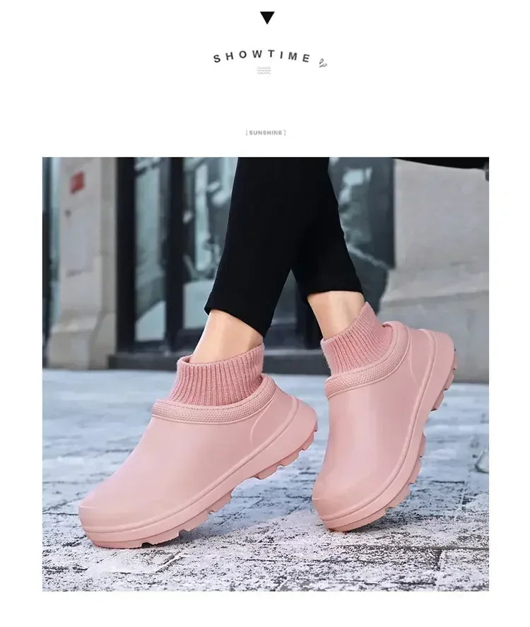 Winter Warm Kitchen Non-slip Waterproof Restaurant Working Shoes/Eva Chef Cotton Slippers Size 36-47