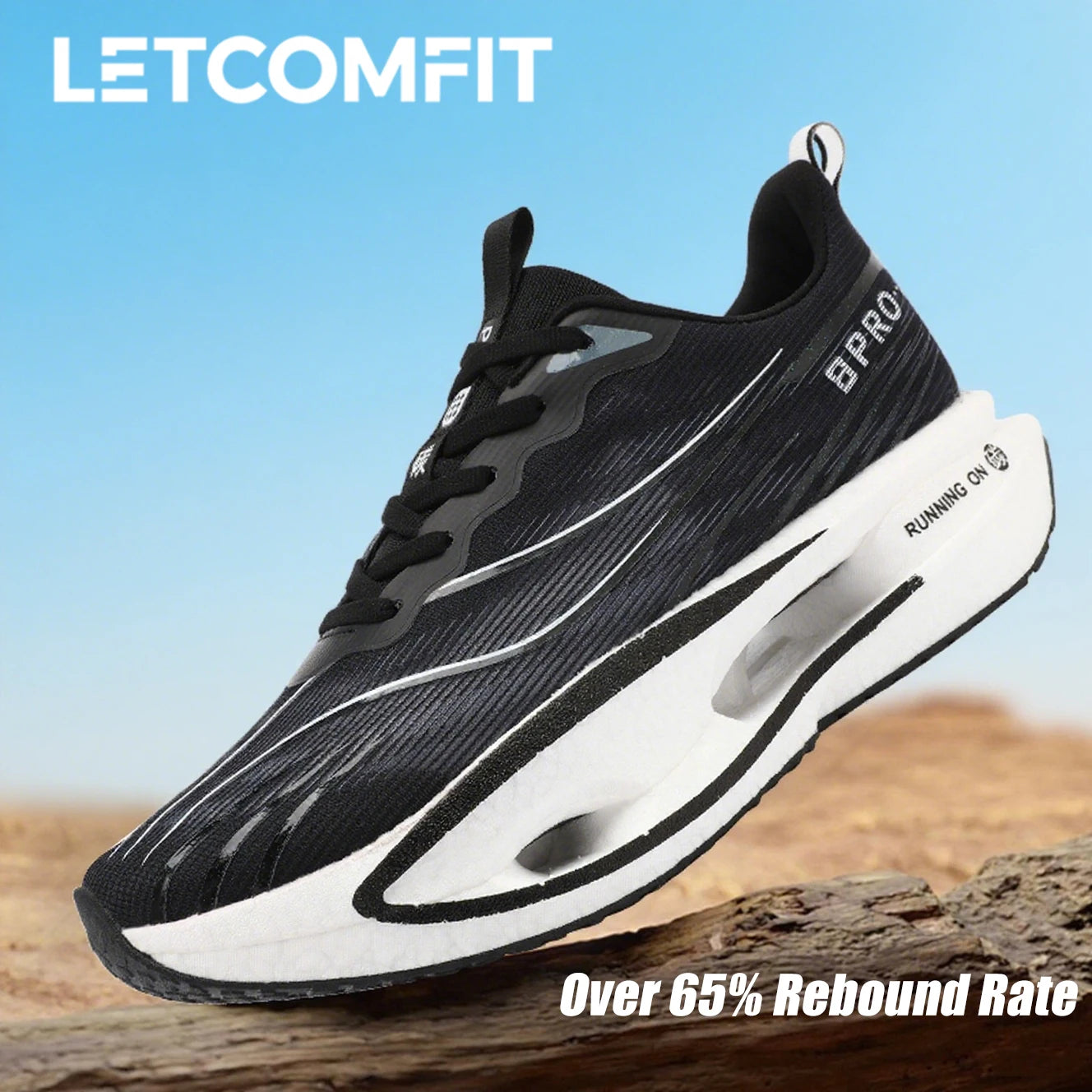 Men Breathable Mesh Comfortable Sports Shoes Fashion Color-Block/Sneakers Carbon Plate Support Light Rebound Running Shoes