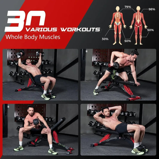 Pooboo Heavy Duty Adjustable Weight Bench 1500LBS Capacity/for Home Workout Strength Training Fitness Equipment